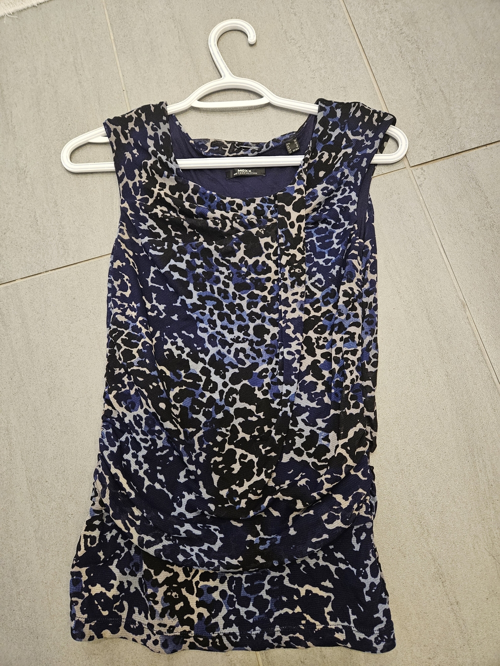 Mexx Blue, Black & Cream Animal Print Sleeveless Top